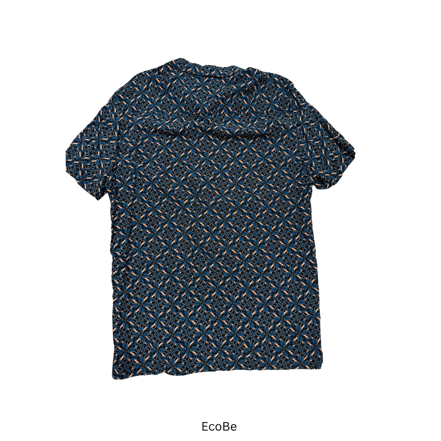 Navy Patterned Short-Sleeve Shirt