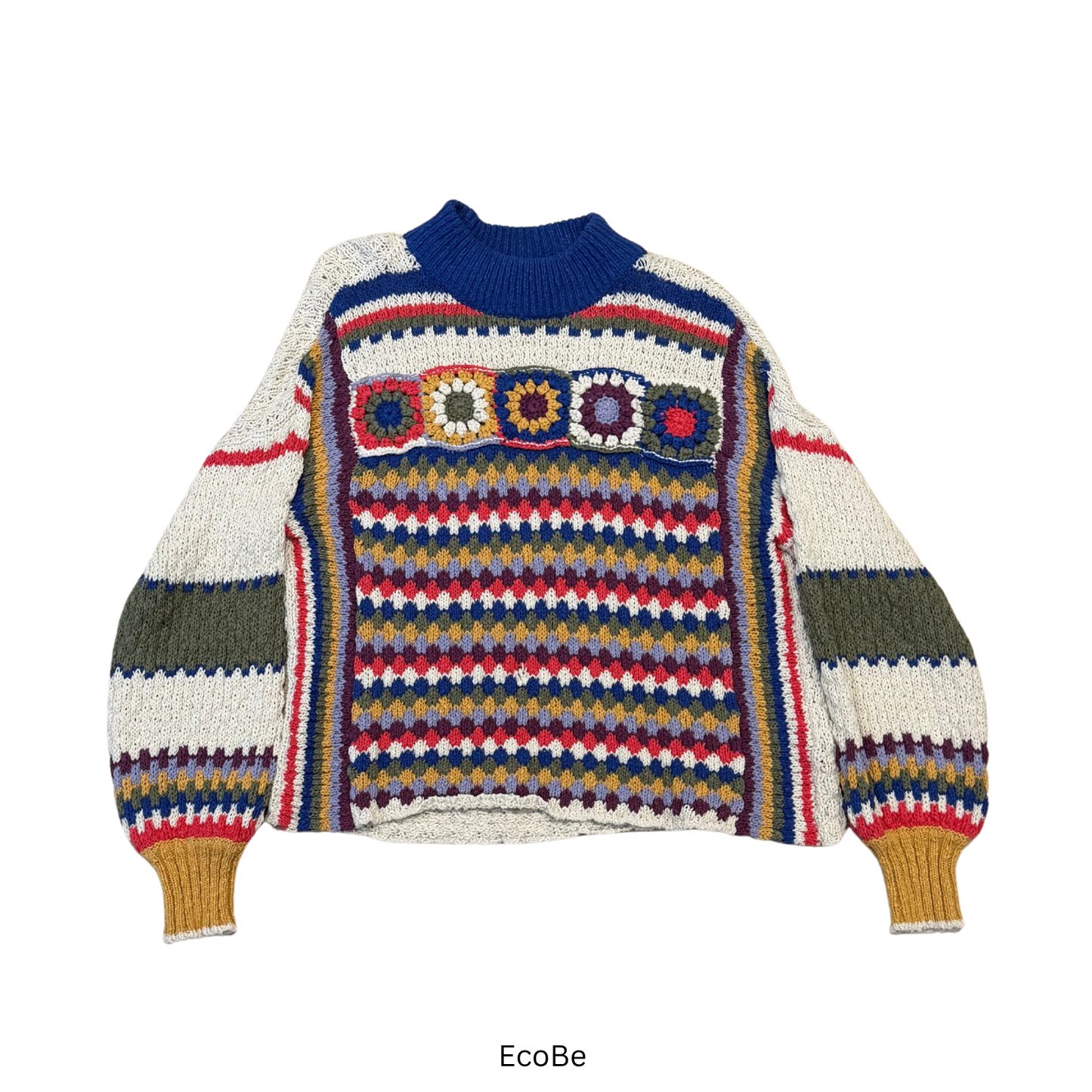 Handcrafted-Style Colorful Knit Sweater