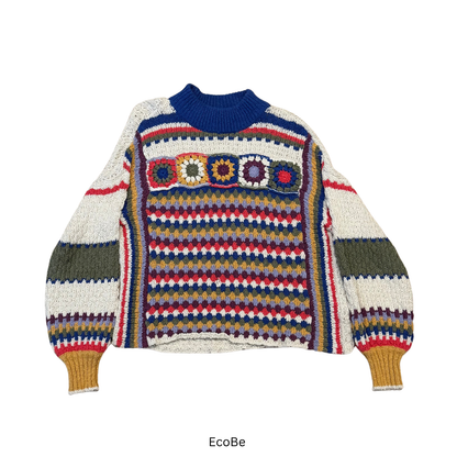 Handcrafted-Style Colorful Knit Sweater