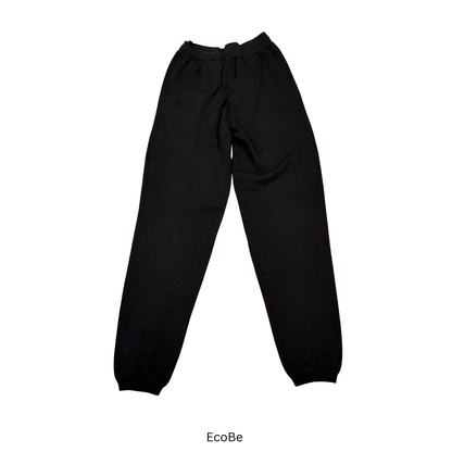 Black Knit Jogger Pants with Front Patch Pockets