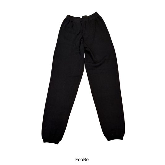 Black Knit Jogger Pants with Front Patch Pockets