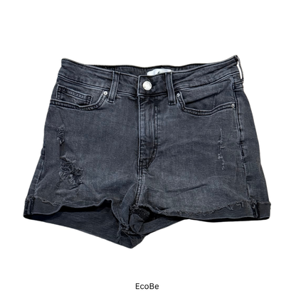 Black Distressed Denim Shorts
