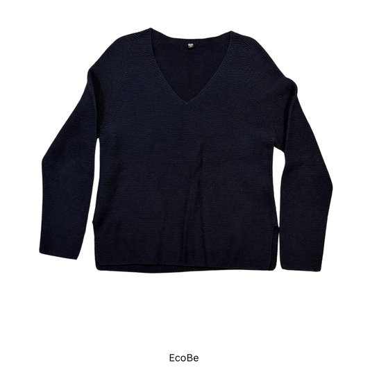 Navy V-Neck Knit Sweater