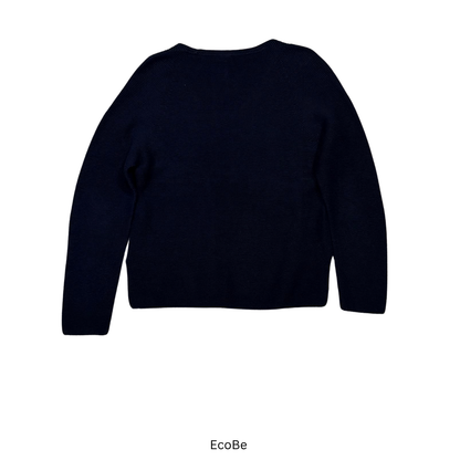 Navy V-Neck Knit Sweater