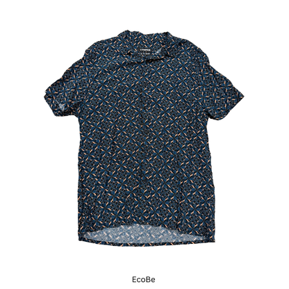 Navy Patterned Short-Sleeve Shirt