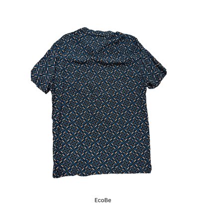 Navy Patterned Short-Sleeve Shirt