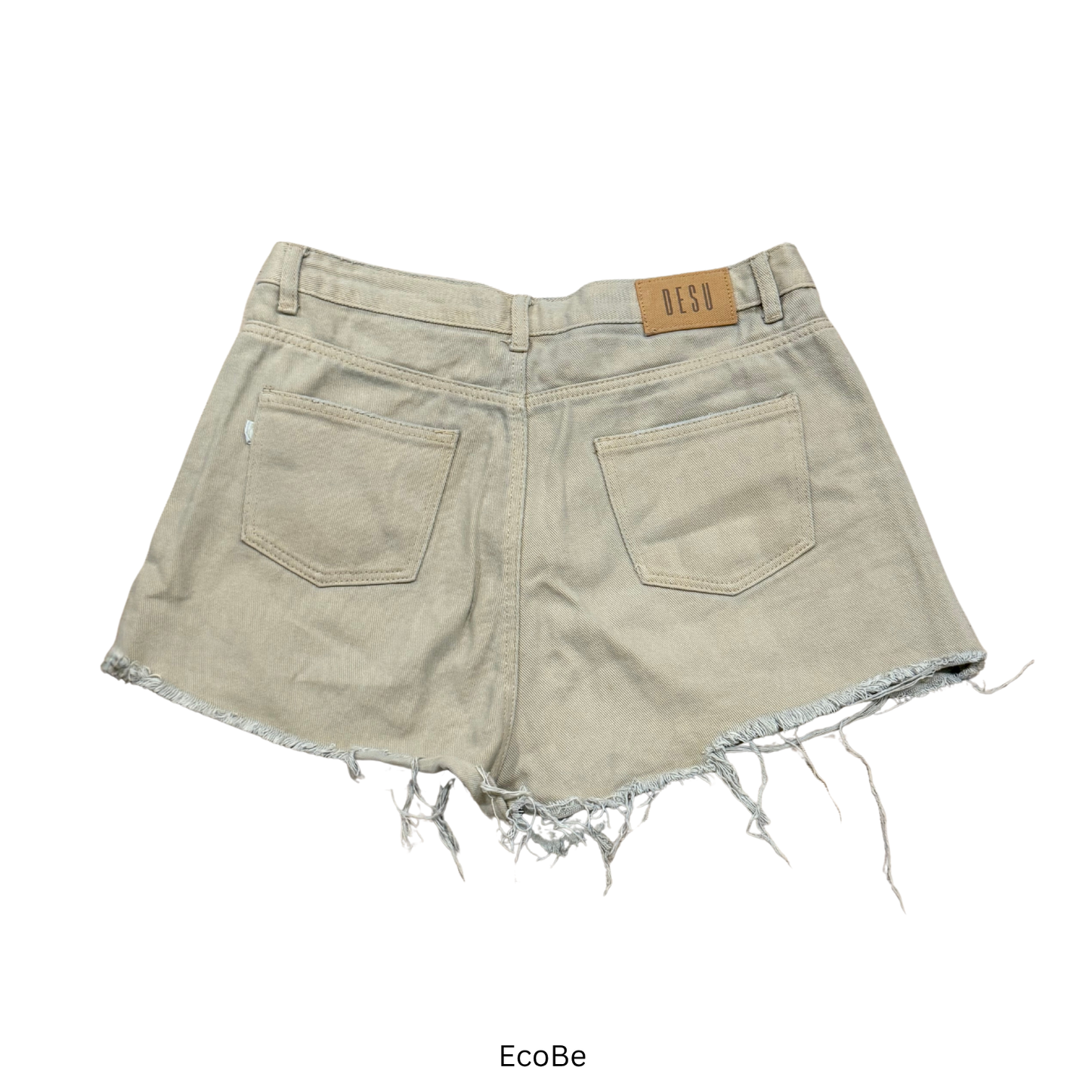 Beige Cut-Off Denim Shorts