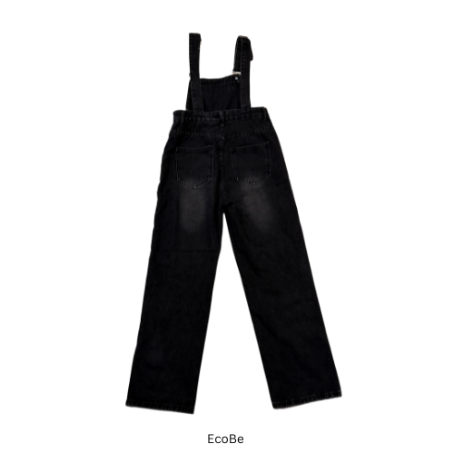Black Denim Overalls – Straight-Leg Vintage Wash