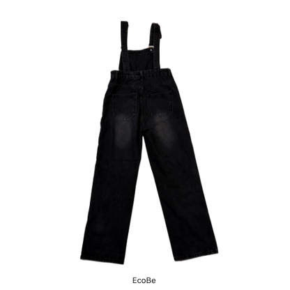 Black Denim Overalls – Straight-Leg Vintage Wash
