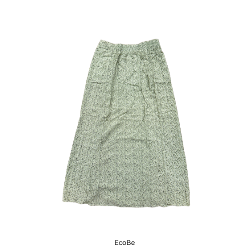 Green Floral Midi Skirt with Side Button Detail