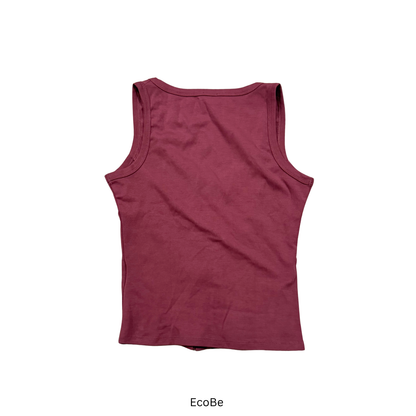 Button-Front Ribbed Tank Top