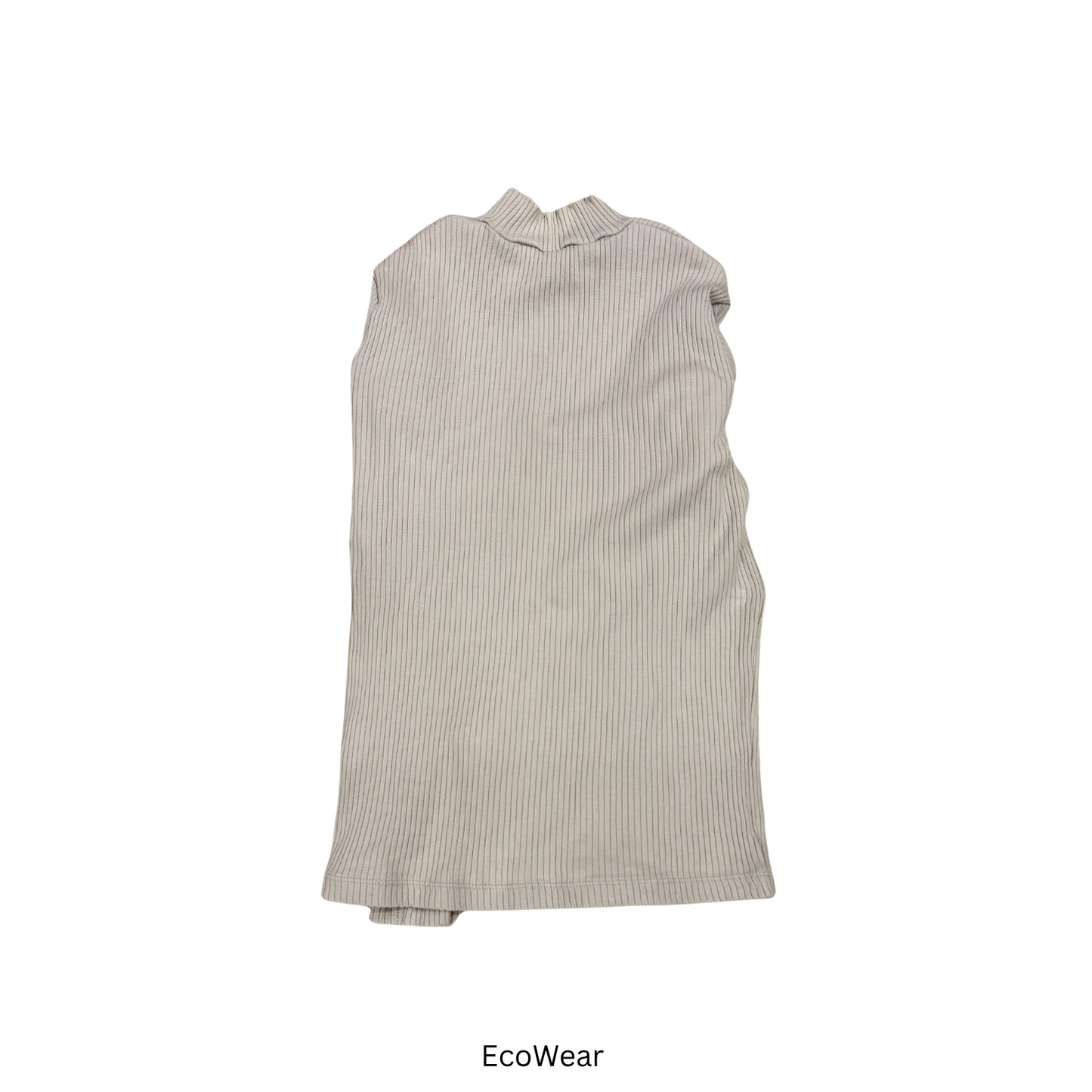 Beige Ribbed Mock Neck Long Sleeve Top