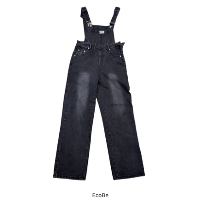 Black Denim Overalls – Straight-Leg Vintage Wash